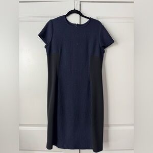 St. John Elegant Navy and Black Wool Dress Sz 12